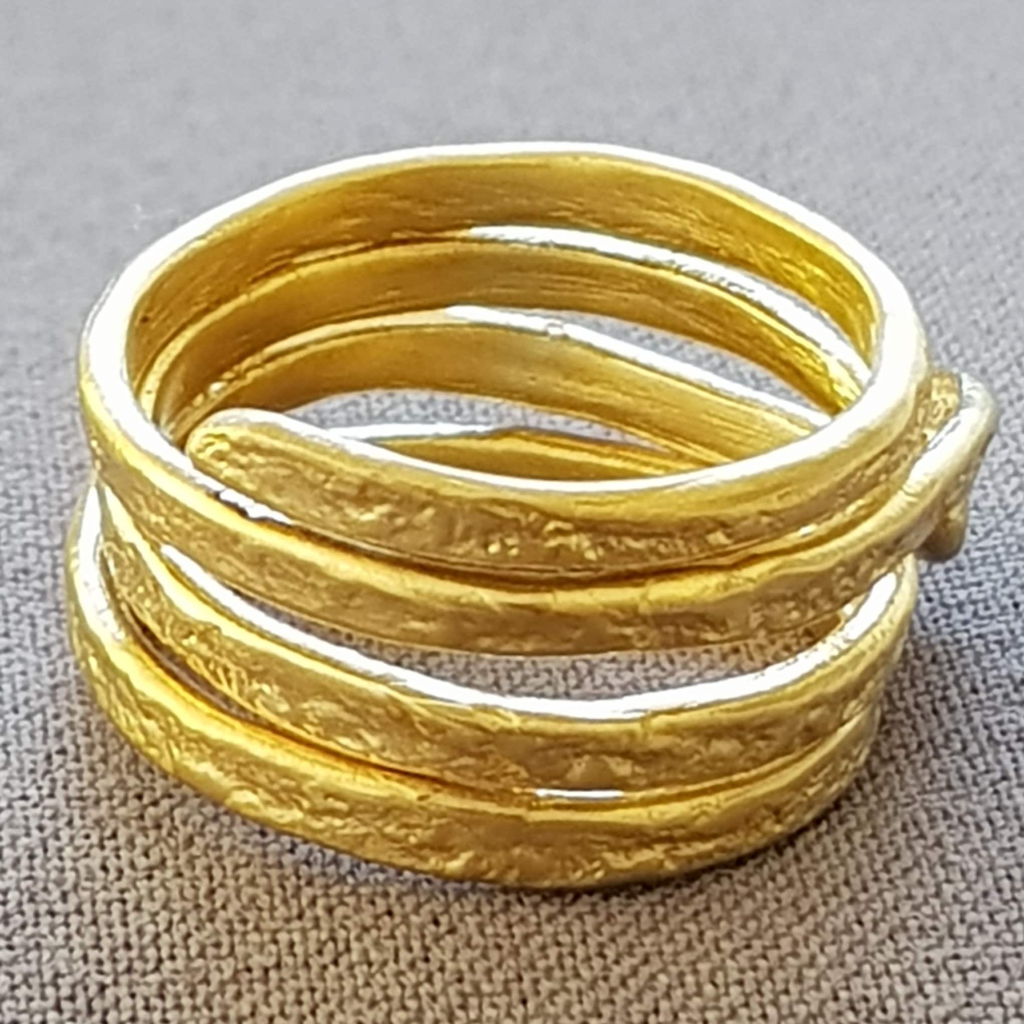 Gold Hammered Wrap Ring for Women Unique Gold Wedding Band - Etsy