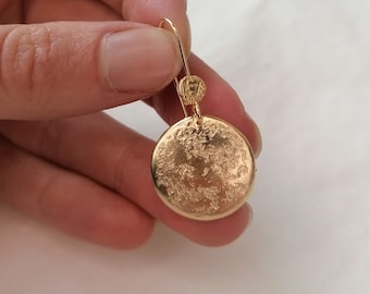 Gold Plated Vintage Style Coin Dangle Earrings for Women