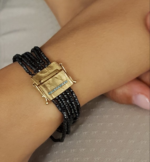 Gifts Ideas for Women - Women Braided Brown Leather Bracelet with Small Custom Beads in 18K Gold Plating