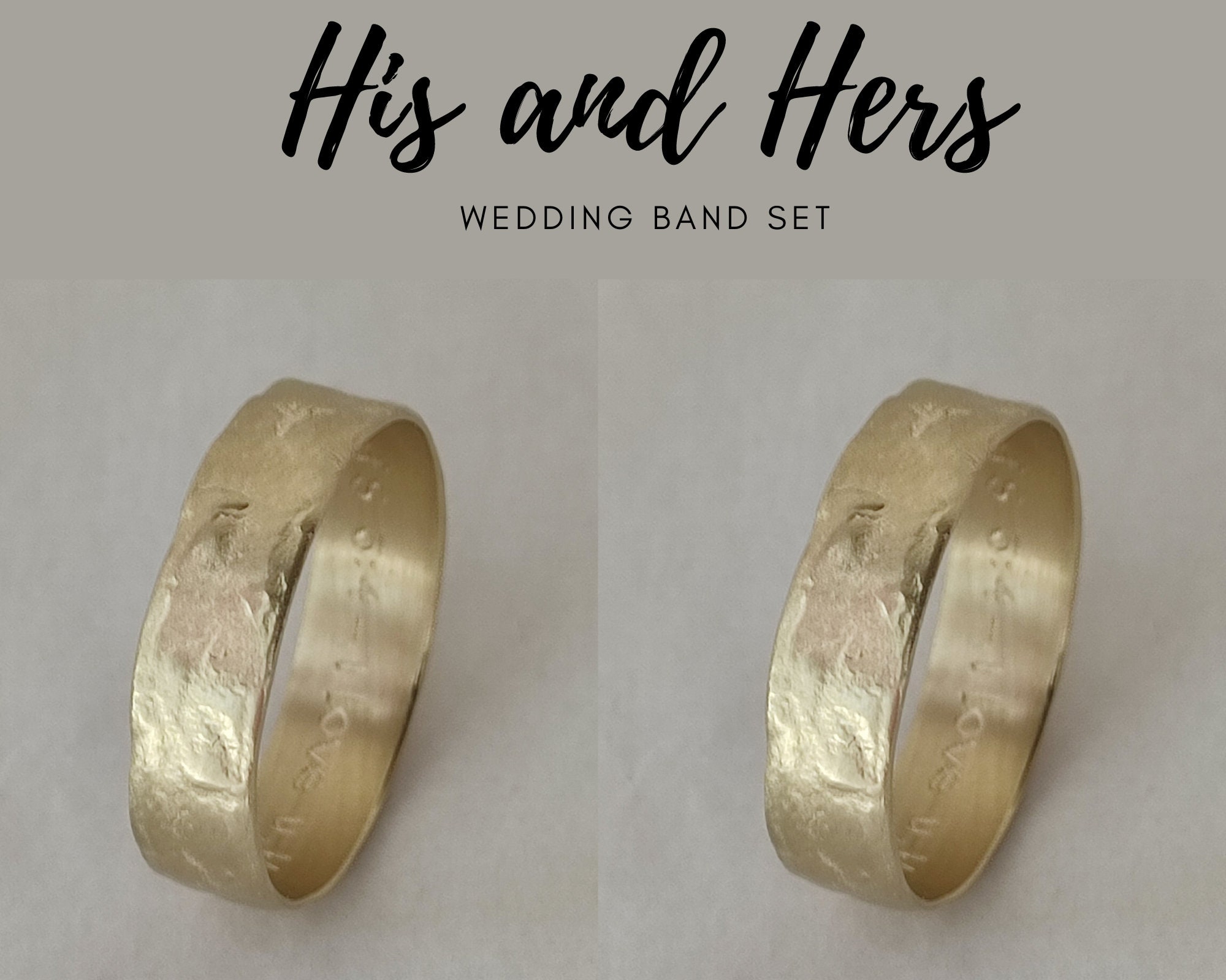 6MM GOLD EP MATCHING HIS AND HERS SET COMFORT FIT WEDDING BANDS YOU CHOOSE SIZE 