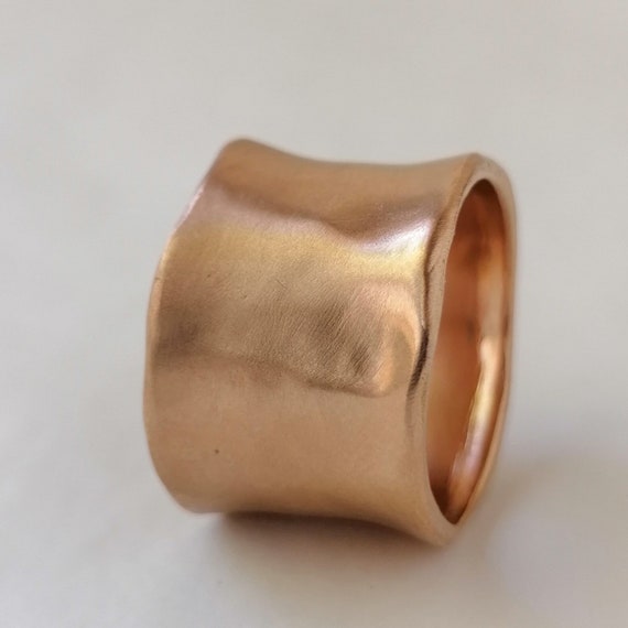 18k Rose Gold Wedding Band 16 Mm Wide Rose Gold Ring Wedding