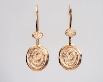 14k Gold Ancient Disc Earrings