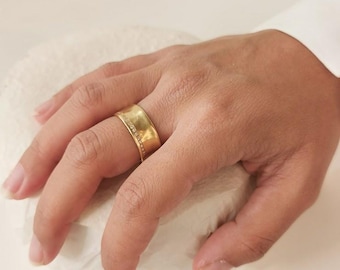 Wide Diamond Band Ring, 14k Gold Pave Diamond Engagement Ring, 9mm Wide Wedding Band Diamond Cigar Band Ring for Women