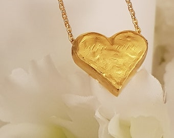 Gold Heart Necklace Gift For Her, Gold Plated Dainty Necklace, Bridesmaids Wedding Jewelry Necklace, Valentines Day Gift for Girlfriend