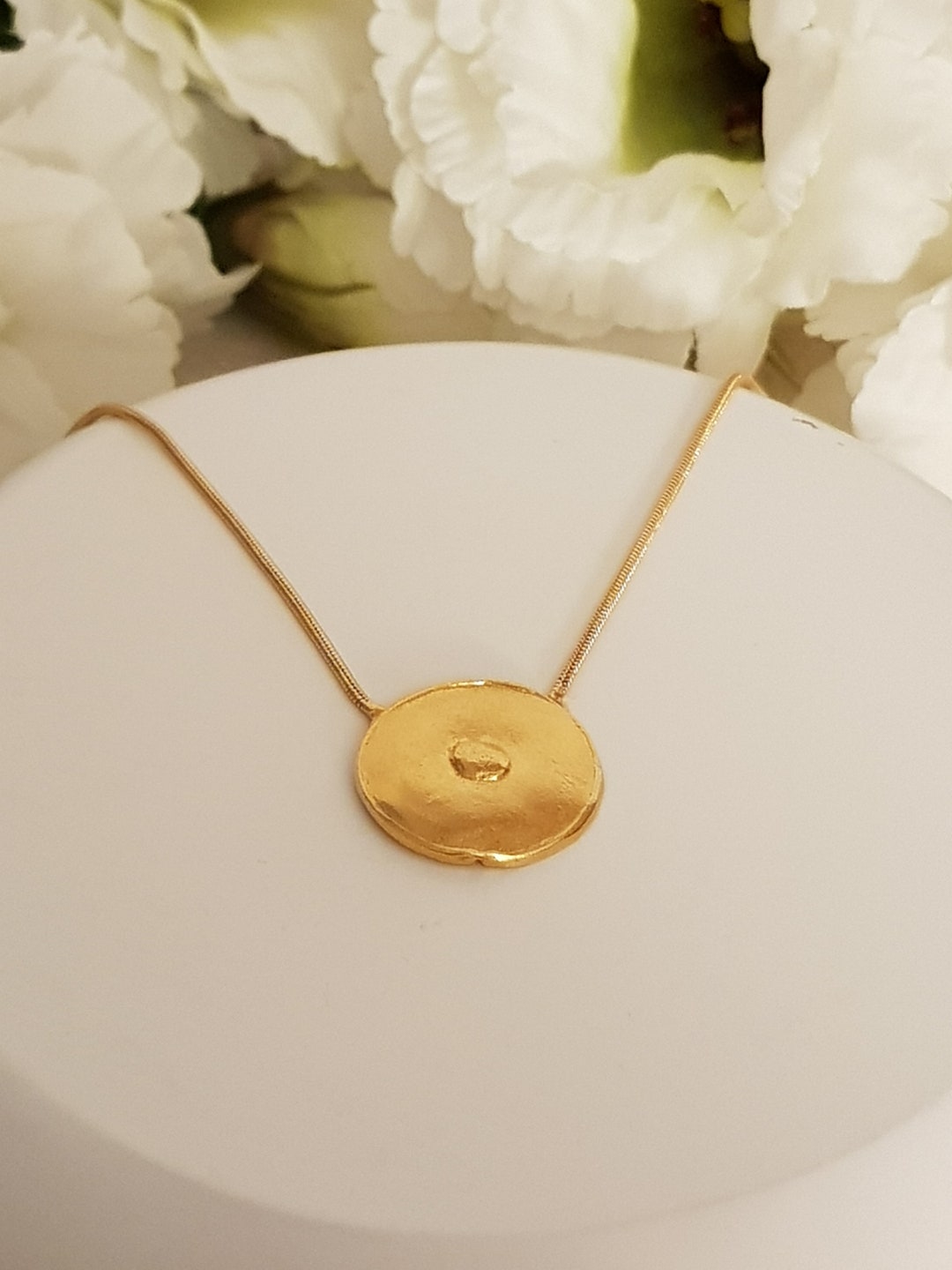 Raffia Circle Disc Pendant Long Necklace