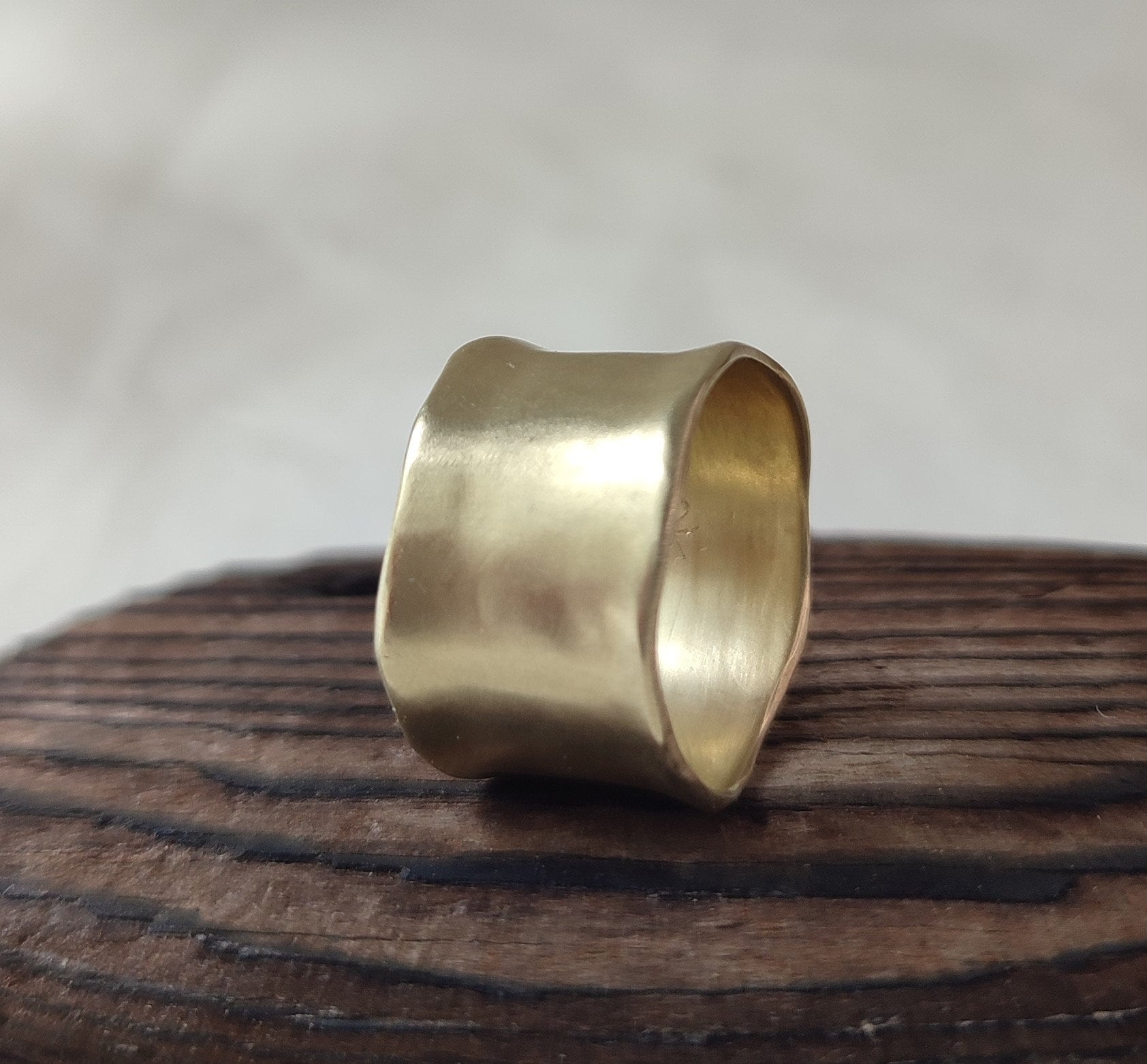13mm Wide Wedding Ring, 18k Gold Cigar Band Ring, Unique Wide Gold