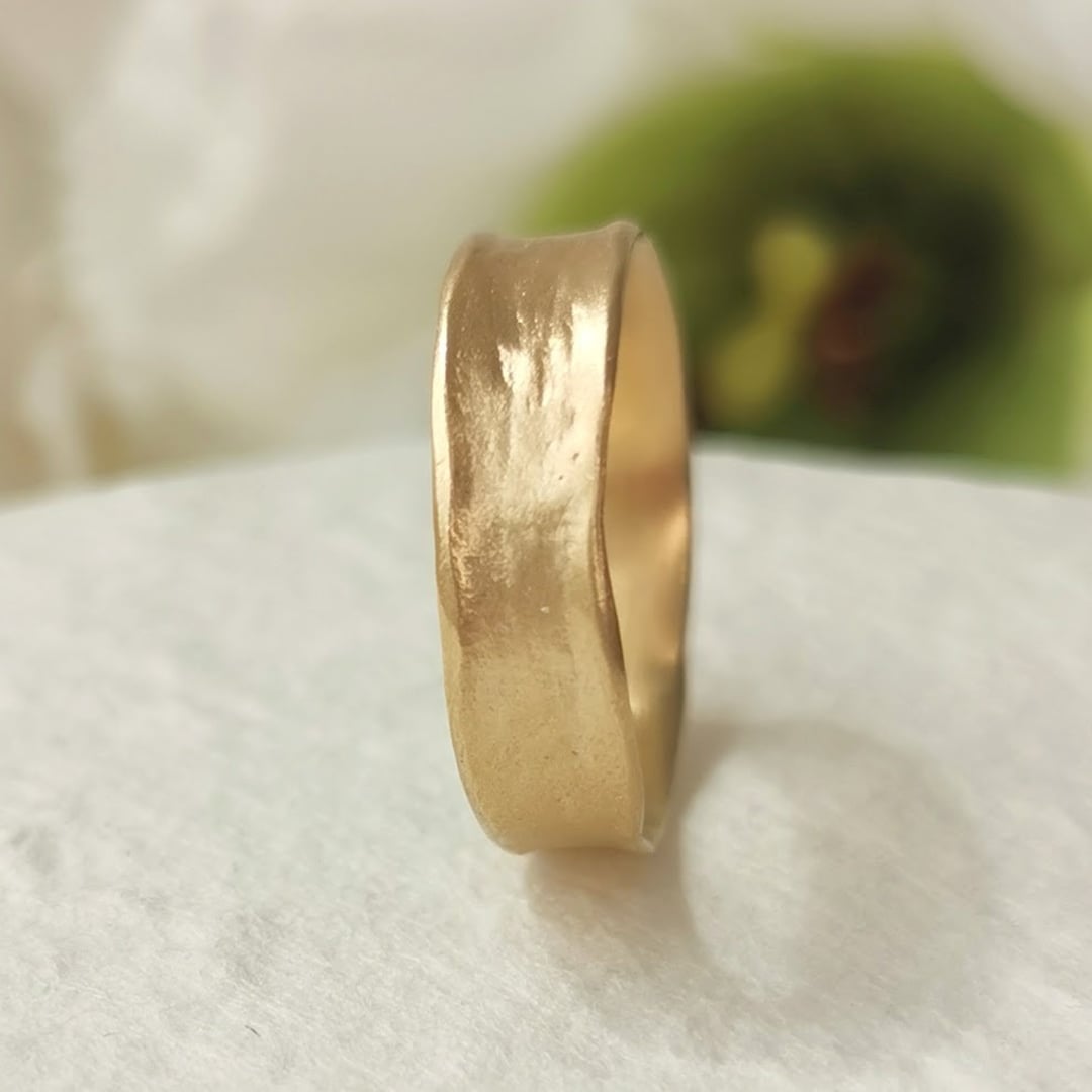 Handmade 18k Solid Gold Ring, Textured Finish, Ancient Style
