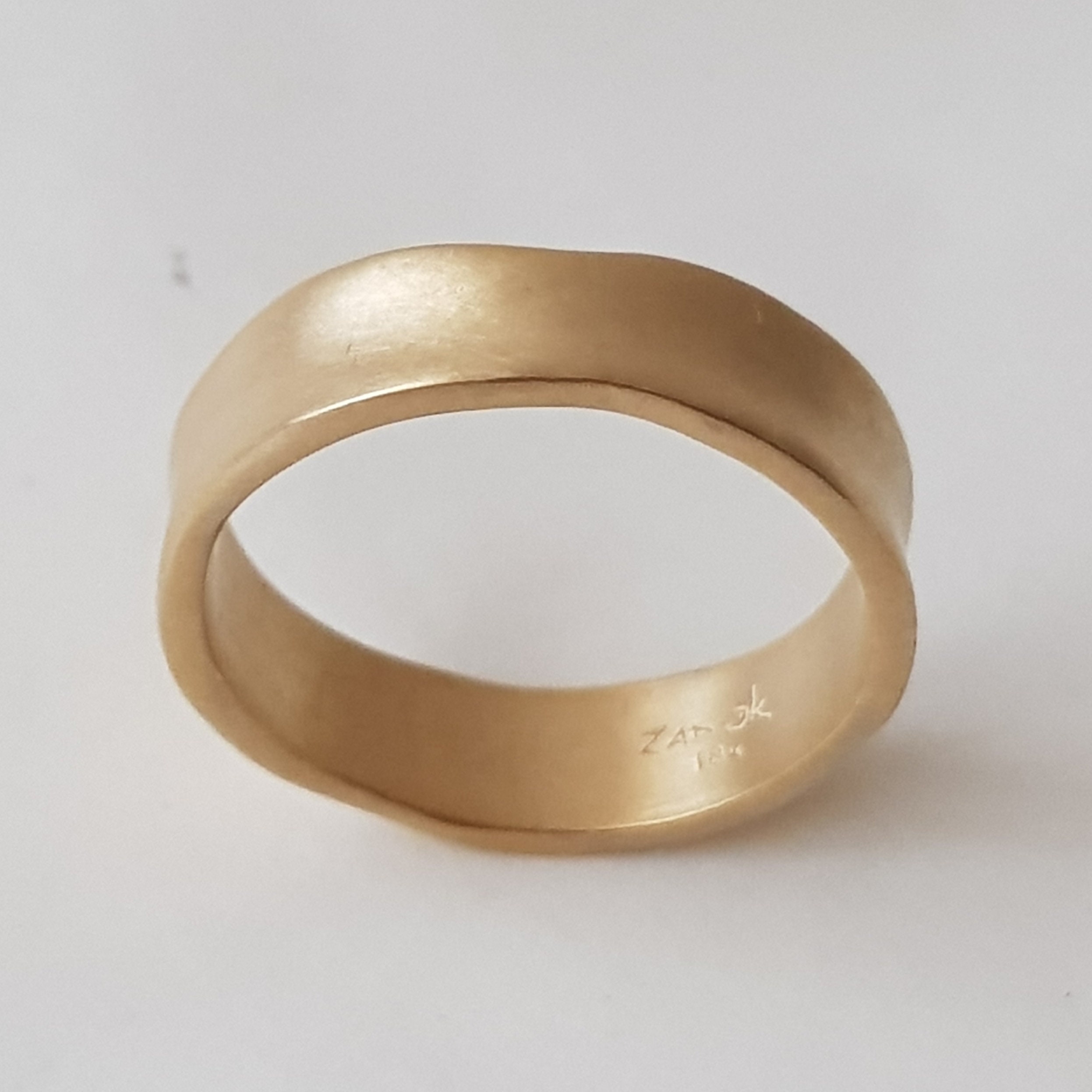 14K Matte Gold Wedding Ring Classic Wedding Band Solid Yellow