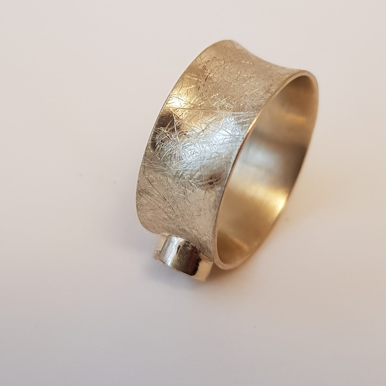 Wide Diamond Engagement Ring, 14K Yellow Gold Band, Unique Diamond Band, Vintage Engagement Ring, Diamond Solitaire Ring, Women Diamond Band