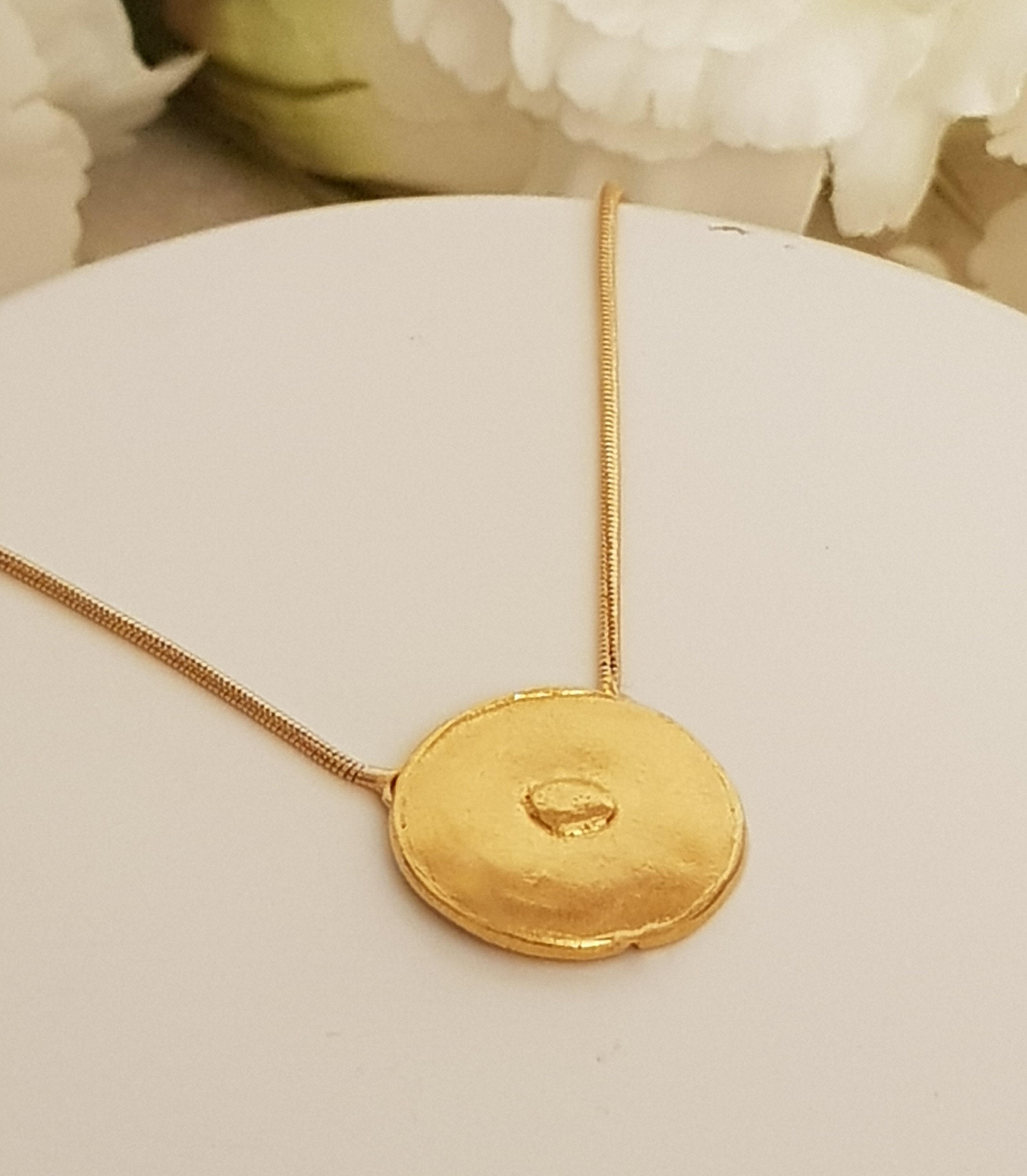 Raffia Circle Disc Pendant Long Necklace