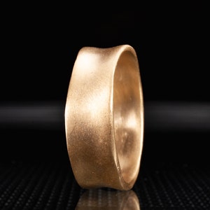 18k Matte Gold Ring For Women, 6mm Wide Solid 18K Gold Wedding Band, Organic Gold Wedding Ring