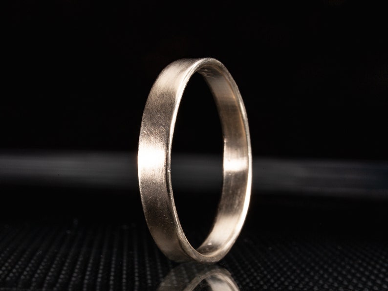 Minimalist White Gold Ring, 14k White Gold Ring in 3mm - 4mm Width, Handmade Gold Jewlery, Unique Slim Gold Ring