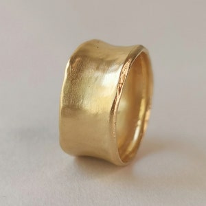 14k Solid Yellow Gold Wedding Band Ring, Women&#39;s Wide Gold Band
