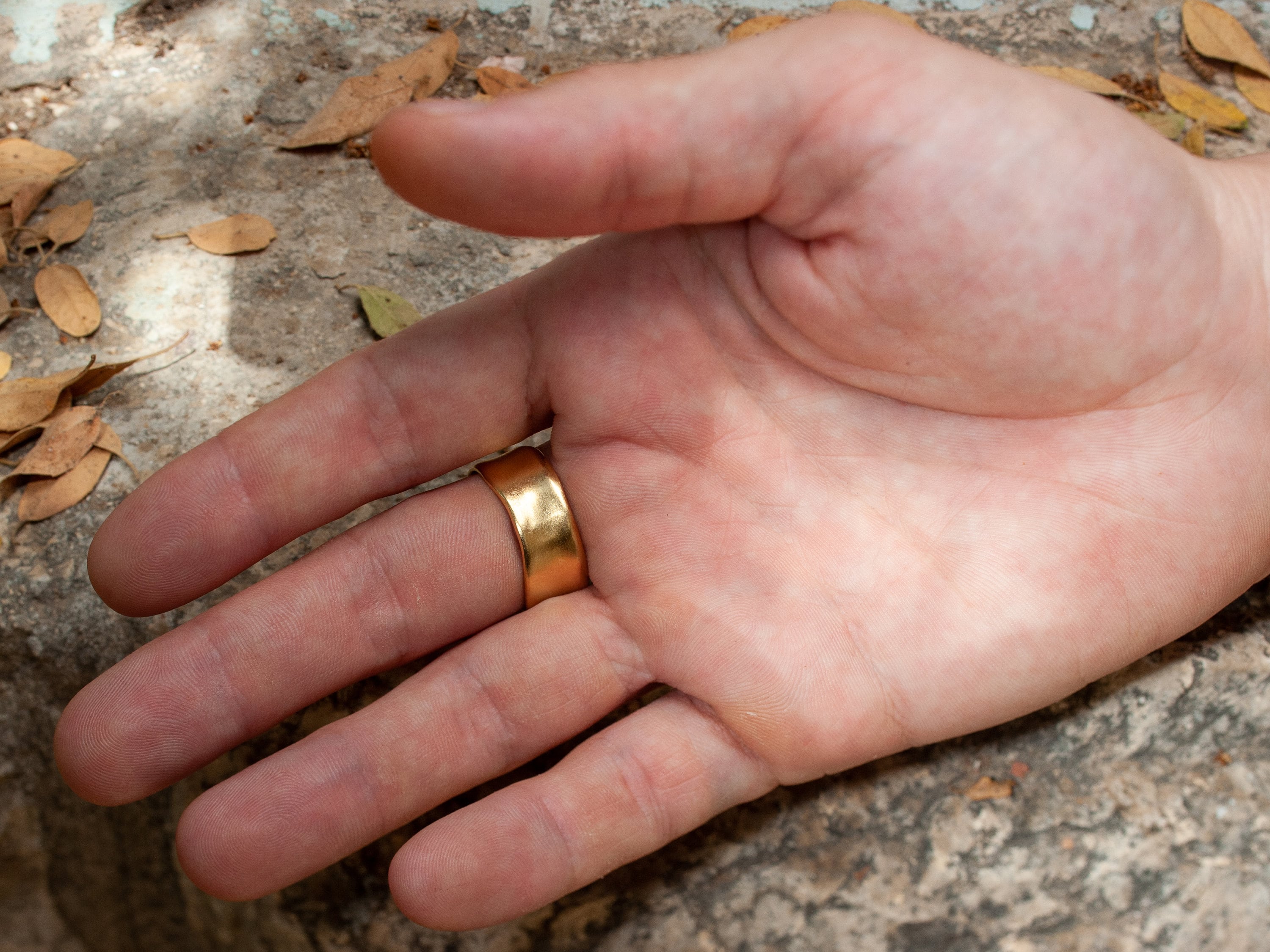 18k Solid Gold Wide Gold Wedding Band, Matte Finish Gold Ring, 8 