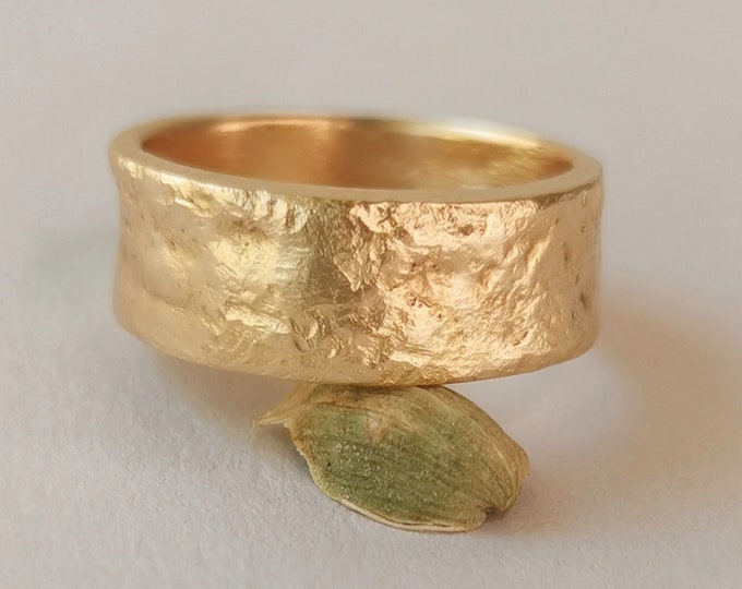 Mens Rough Textured Wedding Ring 3mm Thick, Heavy 14k 18k 22k Solid ...