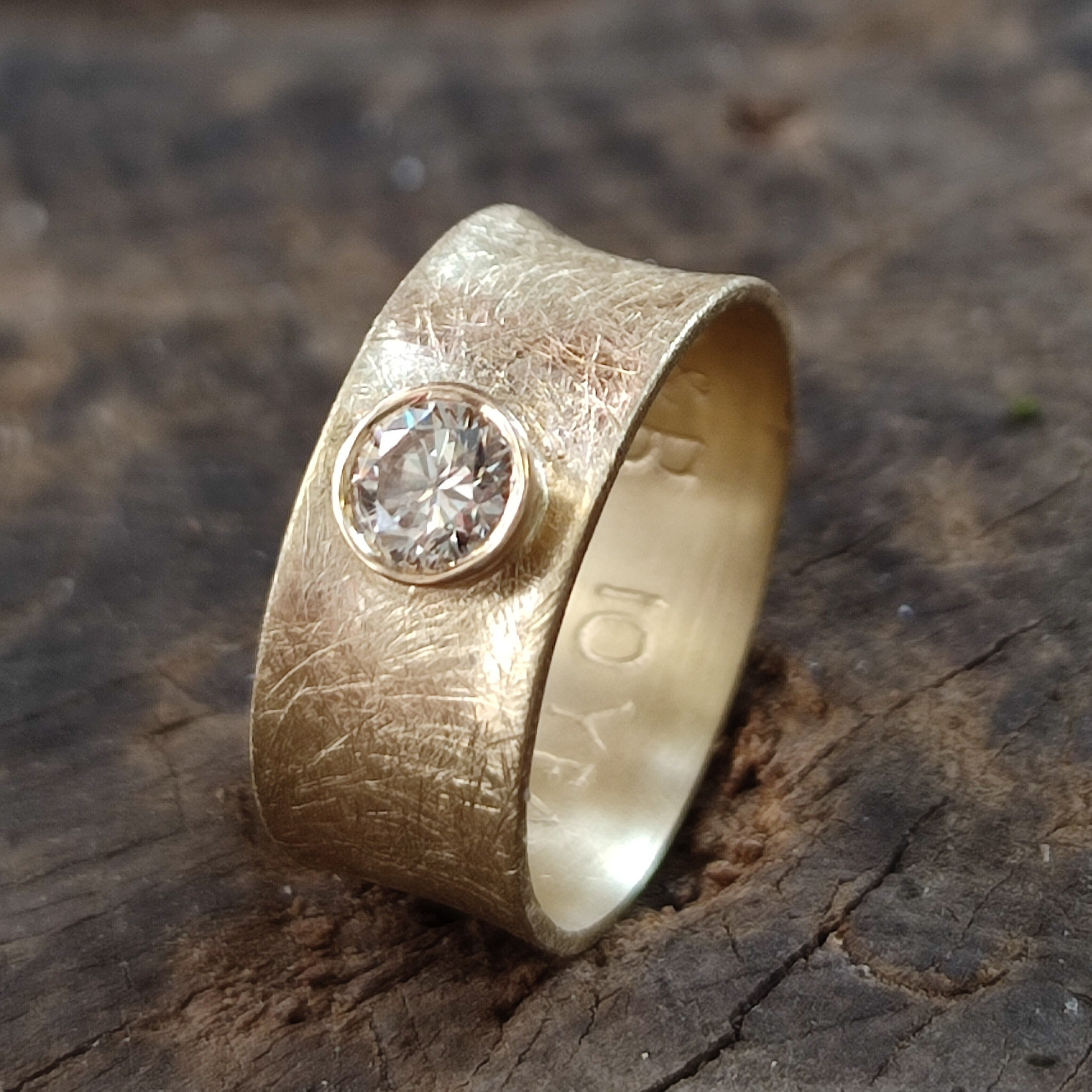 Diamond Gold Band, 0.35 carat Diamond and 14k Yellow Gold  Engagement Ring, Unique Diamond Band, Women's Gold Diamond Band