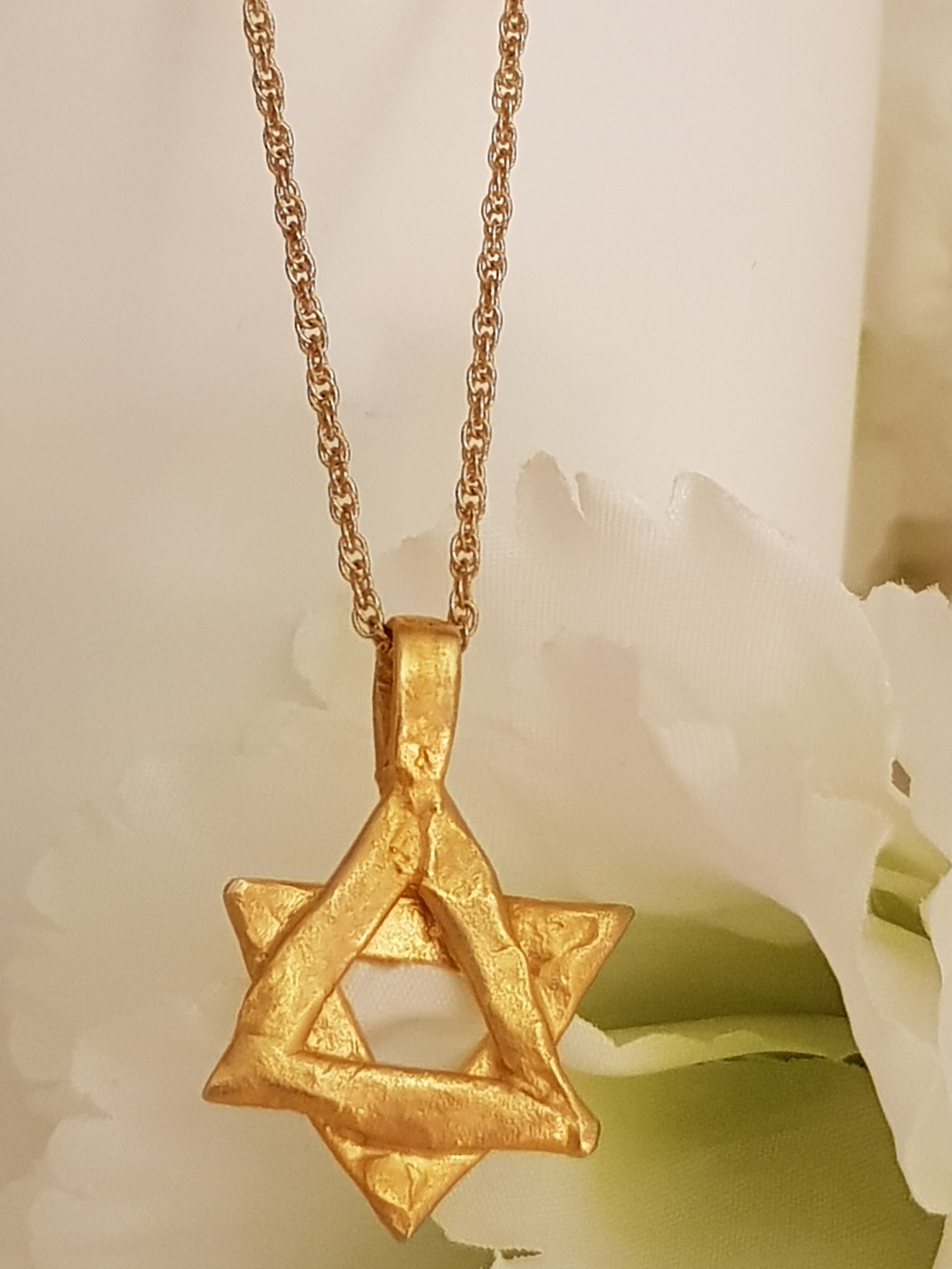 Gold jewish star necklace discount