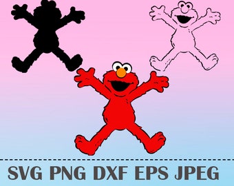 SVG Elmo Collection Sesame street Vector Layered Cut File Silhouette Cameo Cricut Design Template Stencil Vinyl Decal Tshirt Heat Transfer