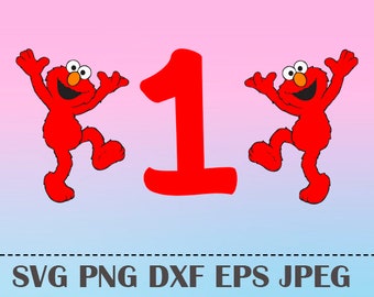 SVG Elmo Collection Birthday Vector Layered Cut File Silhouette Cameo Cricut Design Template Stencil Vinyl Decal Tshirt Heat Transfer