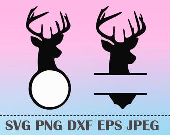 SVG monogram christmas reindeer Vector Layered Cut File Silhouette Cameo Cricut Design Template Stencil Vinyl Decal Tshirt Heat Transfer