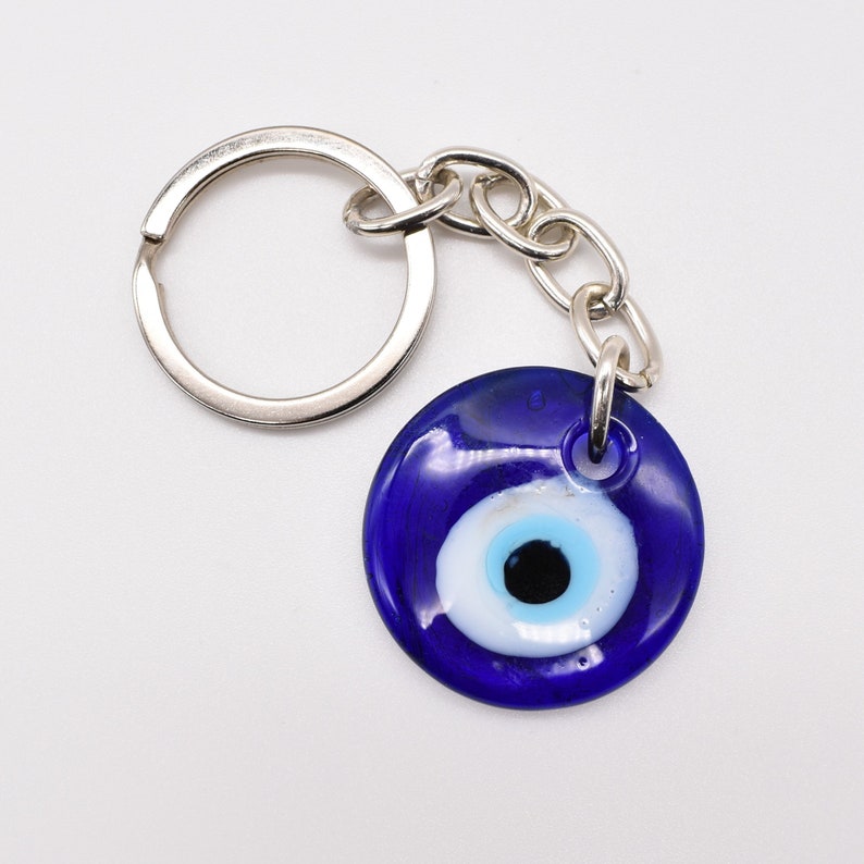 Evil Eye Keychain Glass Lucky Turkish Greek Charm Keyring - Etsy