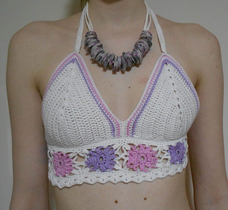 Crochet Bikini Bra Made With Cotton Yarn Etsy