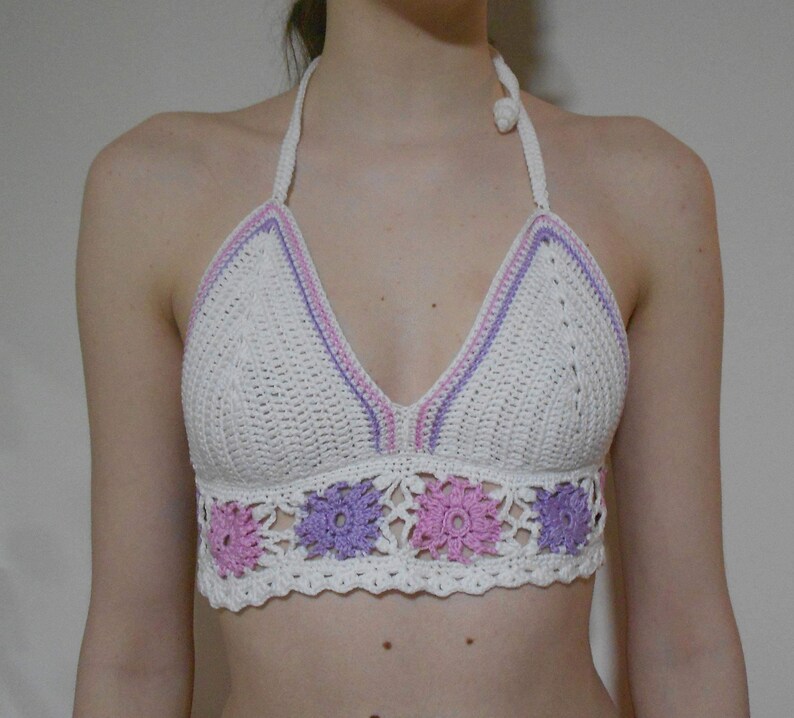 Crochet Bikini Bra Made With Cotton Yarn Etsy