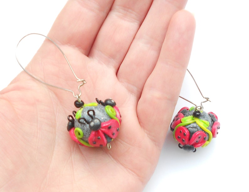 Ladybug Earrings Made From Polymer Clay Etsy