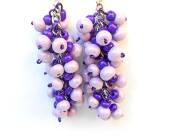 Long cluster clay beads earrings