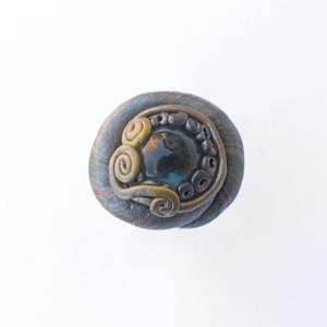 Polymer clay ring with glass bead image 9