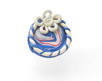 Polymer clay ring with flower