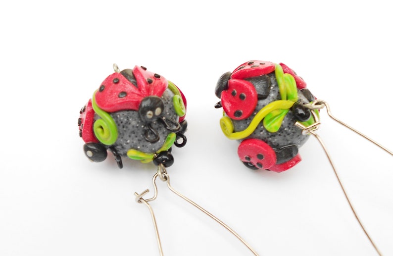 Ladybug earrings made from polymer clay Etsy