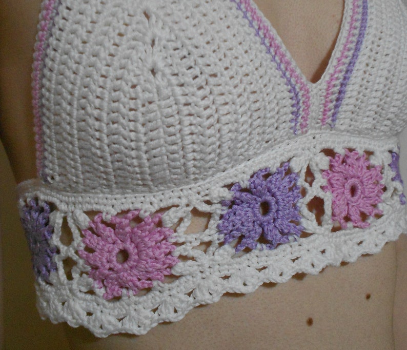 Crochet Bikini Bra Made With Cotton Yarn Etsy