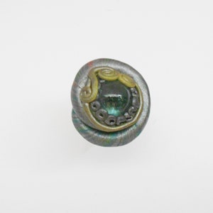 Polymer clay ring with glass bead image 5