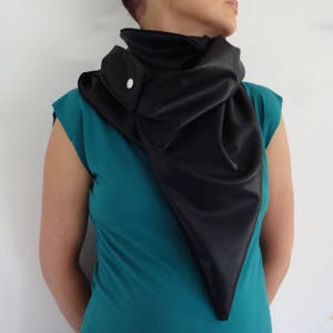 Black Scarf  Minimalist  Simple Vegan Leather Scarf Urban Wear Apocalyptic Style Unique Gift Unisex
