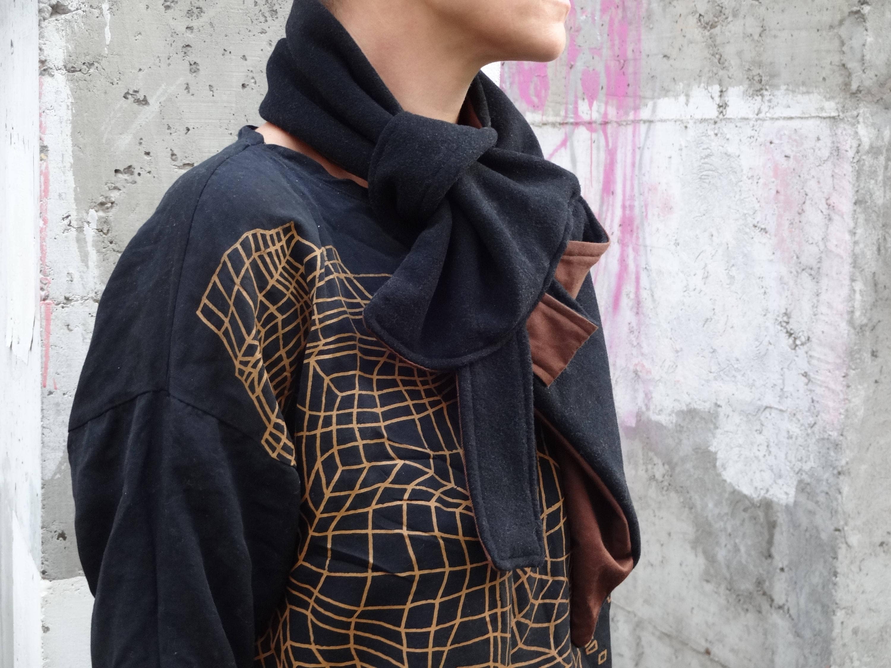 Black Wool Scarf/ Minimalist/ Simple Wool Cotton Scarf / Urban - Etsy