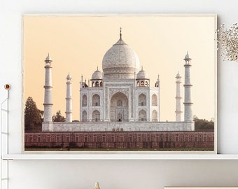 Taj Mahal Art Print, Boho Wall Art, Architectural Print, India Photography, Pastel Wall Art, Taj Mahal, Travel Art Print, Minimalist Print