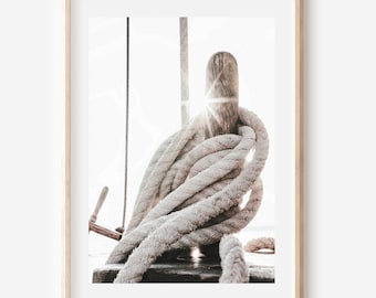Nautische knoopafdruk: kunst aan de muur boottouw, strandhuisdecor (digitale download)