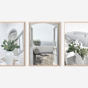 Greece Print Set of 3, Greece Poster, Greek Art Wall Decor, Santorini Wall Art, Mykonos Printable Art, Mediterranean Wall Decor, Pastel Art