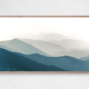 Blue Mountain Art for Frame Tv, Samsung Frame TV Art, Minimalist Mountain Wall Art, Nature Digital Art, Art Frame TV, Print for Digital TV