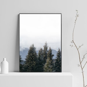 Forest Print, Forest Wall Art, Nature Wall Art, Nordic Print, Foggy Forest Printable, Scandinavian Wall Decor, Modern Minimalist Poster