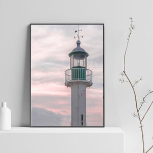 Lighthouse Print, Lighthouse Wall Art, Minimalist Poster, Lighthouse Poster, Modern Coastal Decor for Boho Beach House, Sunset, Sunrise Wall
