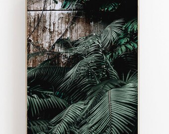 Palmbladafdruk, tropische bladerenafdruk, botanische afdruk, tropisch decor, hedendaagse kunst, groen blad, plant verlaat kunst aan de muur, palmafdrukken