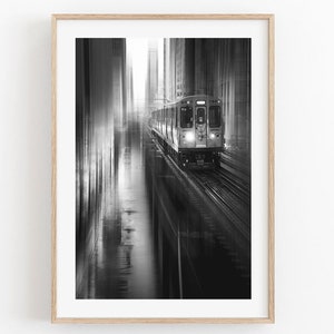 Chicago Illinois City Print, Chicago Street Wall Art, Chicago Poster, Minimalist Home Decor, Chicago Travel Printable Art, Black and White
