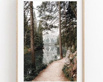 Nature Print, Mountain Print, Forest Wall Art Print, Mountain Wall Art, Modern Minimalist Poster, Scandinavian Nature Print, Mountain Fog