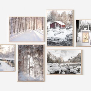 Winter Prints Set of 6, Winter Wall Art Set, Christmas Gallery Wall Art, Winter Decor, Snowy Prints, Winter Landscape,Snowy Winter Print Set
