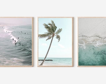 Beach Print, Surfboard Print, Set of 3 Prints, Modern Minimalist Poster, California Print, Ocean Prints Set, Beach Wall Decor, Hawaii Print