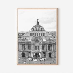 Impresión de la Ciudad de México, Arte mural de la Ciudad de México, Impresión de arte de México en blanco y negro, Decoración de México, Palacio de Bellas Artes, Mexicanos, Impresión de arte de viaje