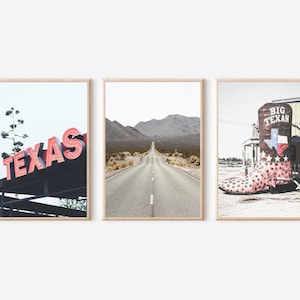 Texas Druck, Texas Wandkunst, Südwestern Reisedruck, 3-teiliger Druck, Texas Poster, druckbare Wandkunst, USA, Vereinigte Staaten, Nordamerika