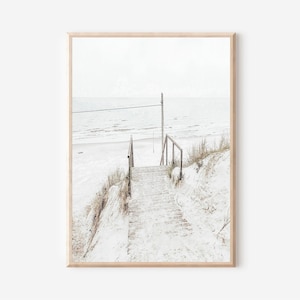 Impresión de playa, arte costero imprimible, impresión de hierba de las pampas, póster de hierba, arte de pared costero, póster de océano, impresión de playa neutra, decoración de casa de playa